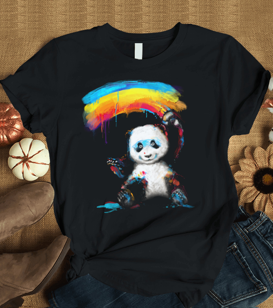 Giant Painter Panda Rainbow Splash T-Shirt