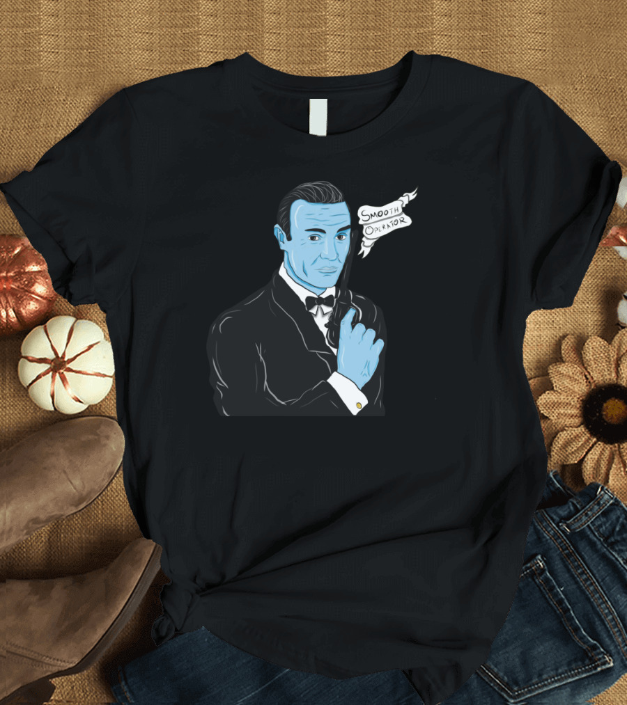 Smooth Operator Joh Iconic Black Suit Blue Face with Gun T-Shirt