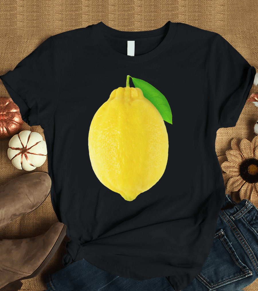 Lemon Fruit with Green Leaf T-Shirt