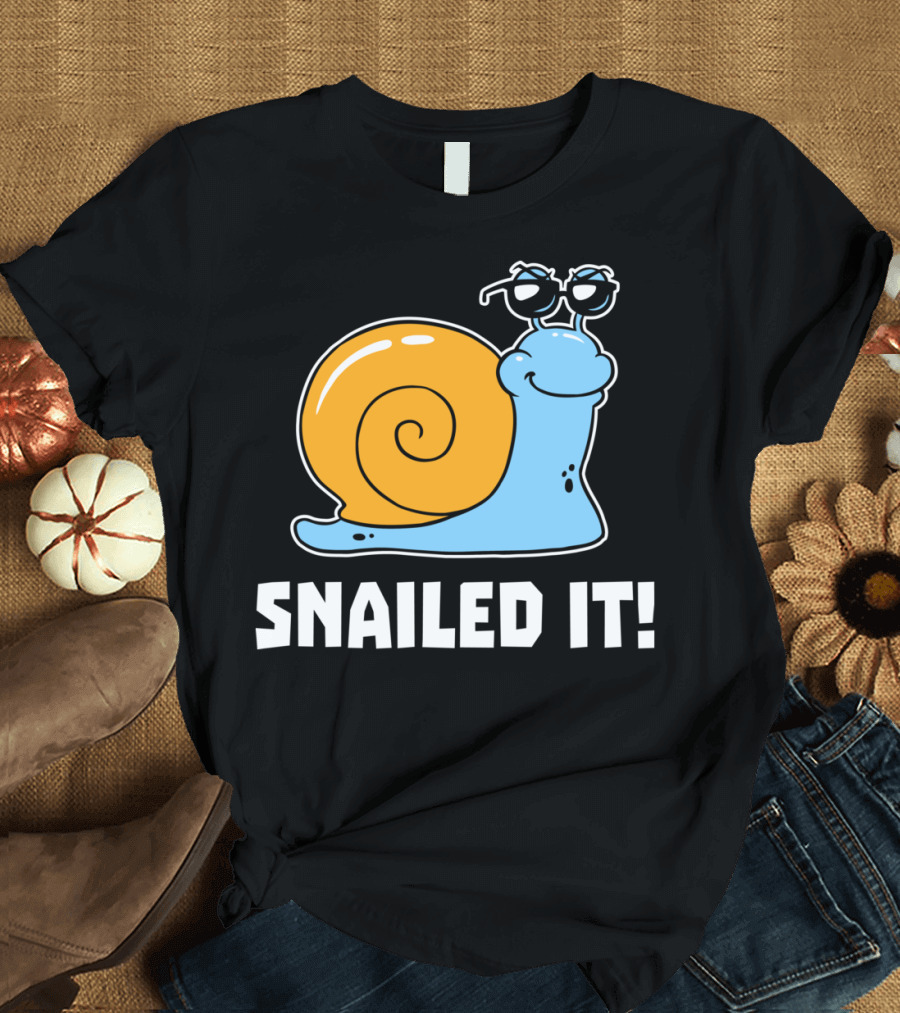 Snailed It Cool Sunglasses Cartoon Snail T-Shirt