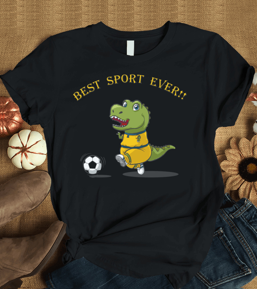 Best Sport Ever Soccer Dinosaur Kicking Ball T-Shirt