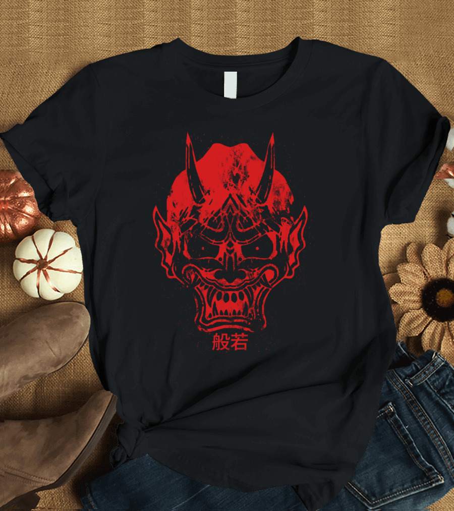 Hannya Mask Red Japanese Kanji T-Shirt