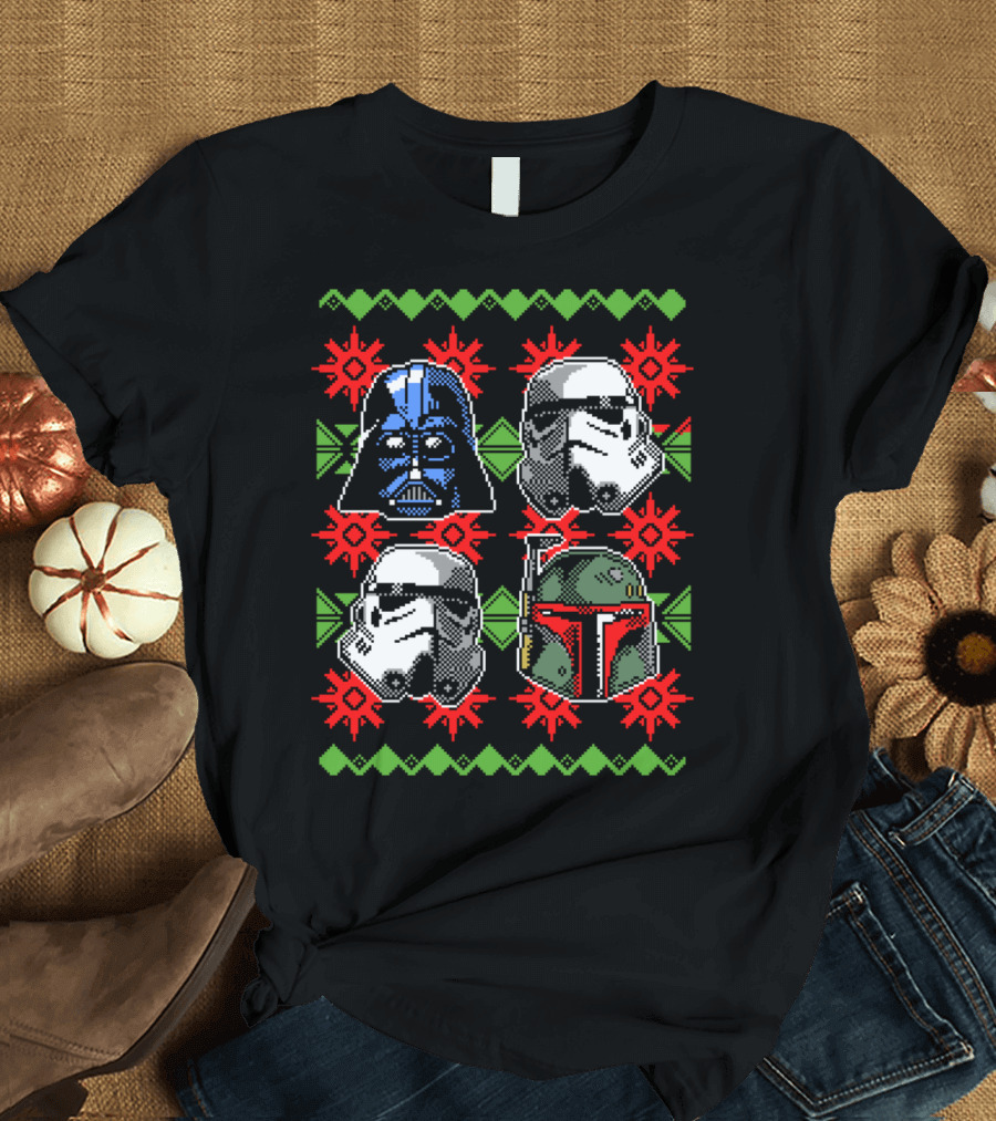 Ugly Christmas Dark Side Darth Vader Stormtrooper Boba Fett T-Shirt