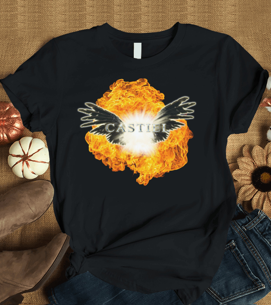 Castiel Angel Wings Fireball Explosion Fallen T-Shirt