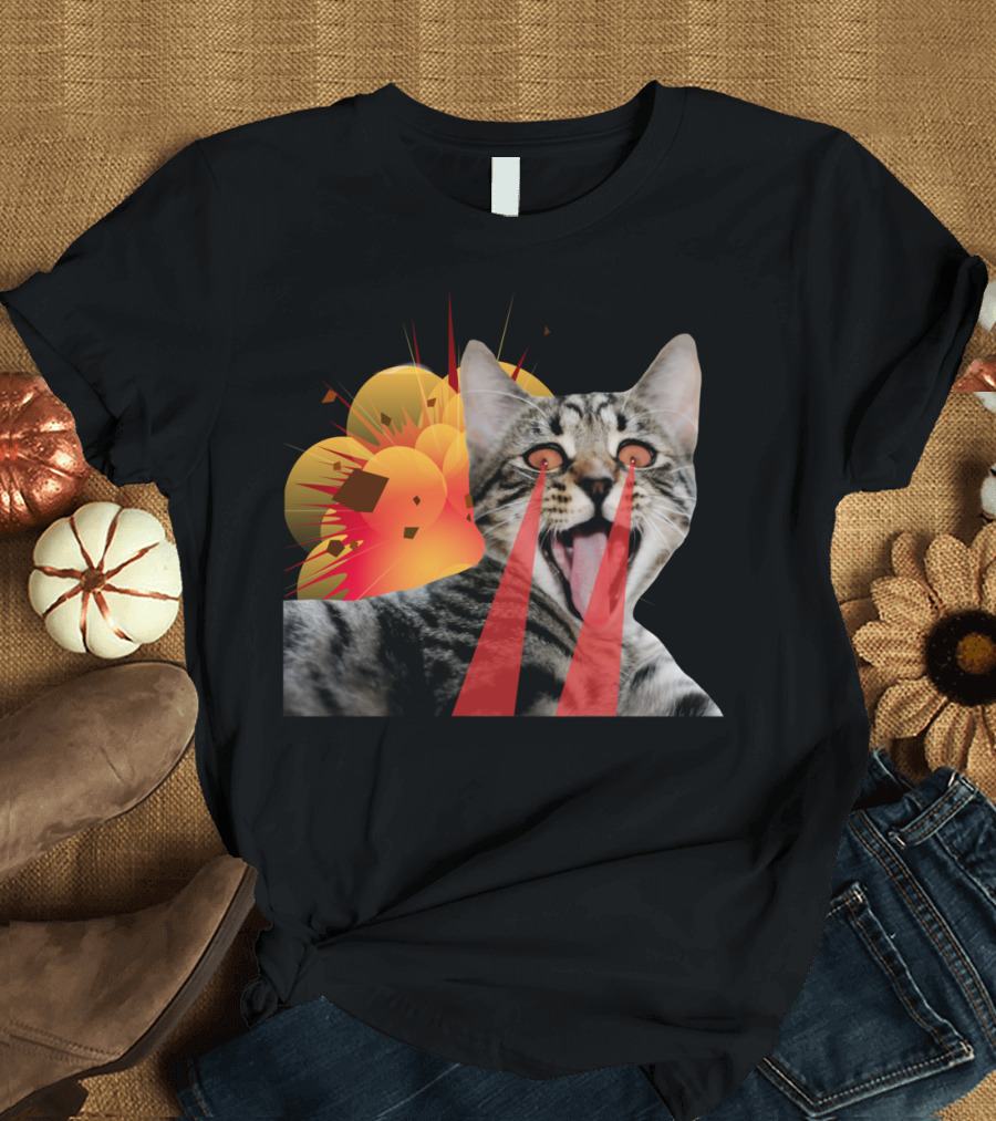 CAT ATTACK LASER EYES EXPLOSION T-Shirt
