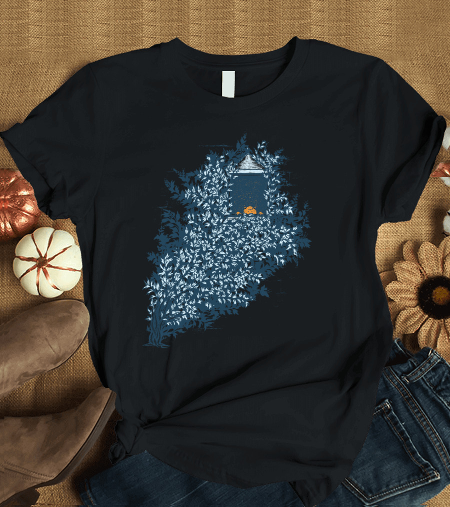 Shut In Cozy Night by Lantern with Leaves and Window T-Shirt