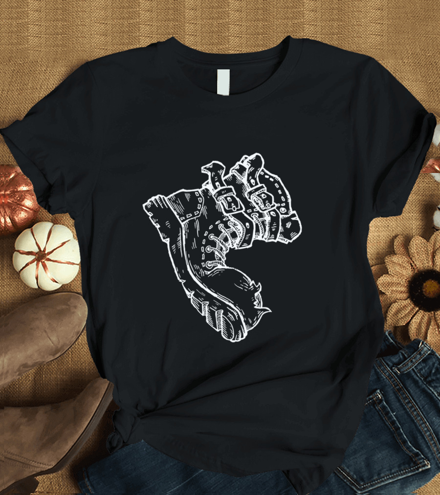 Punk Rock Boots with Buckles and Stitching T-Shirt