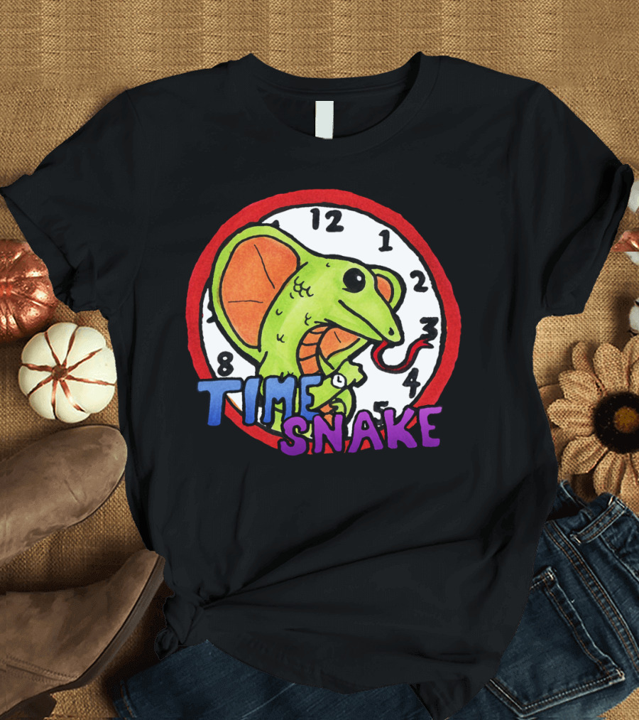 Time Snake Clock Green Mouse with Red Circle T-Shirt