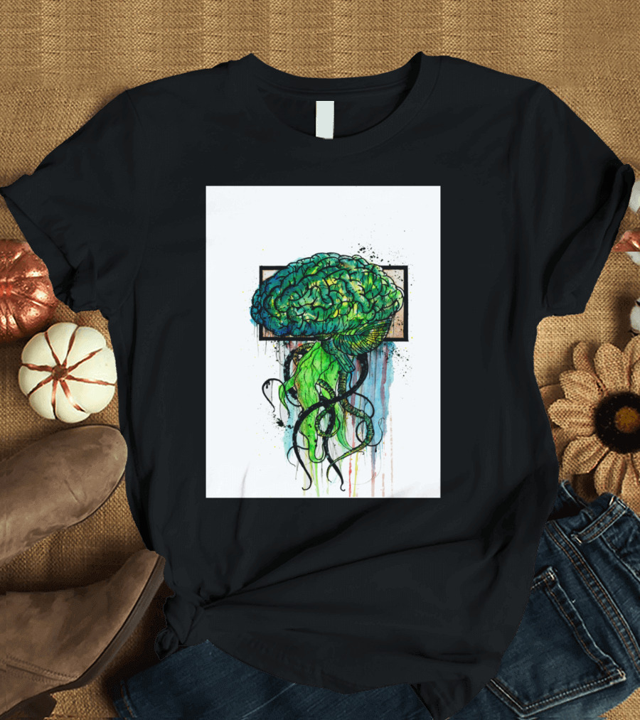 Cerebrum Ingenuity Vibrant Brain Jellyfish Fusion T-Shirt