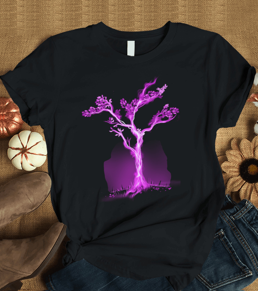 Ultraviolet Lightning Tree Mystic Energy Vision T-Shirt