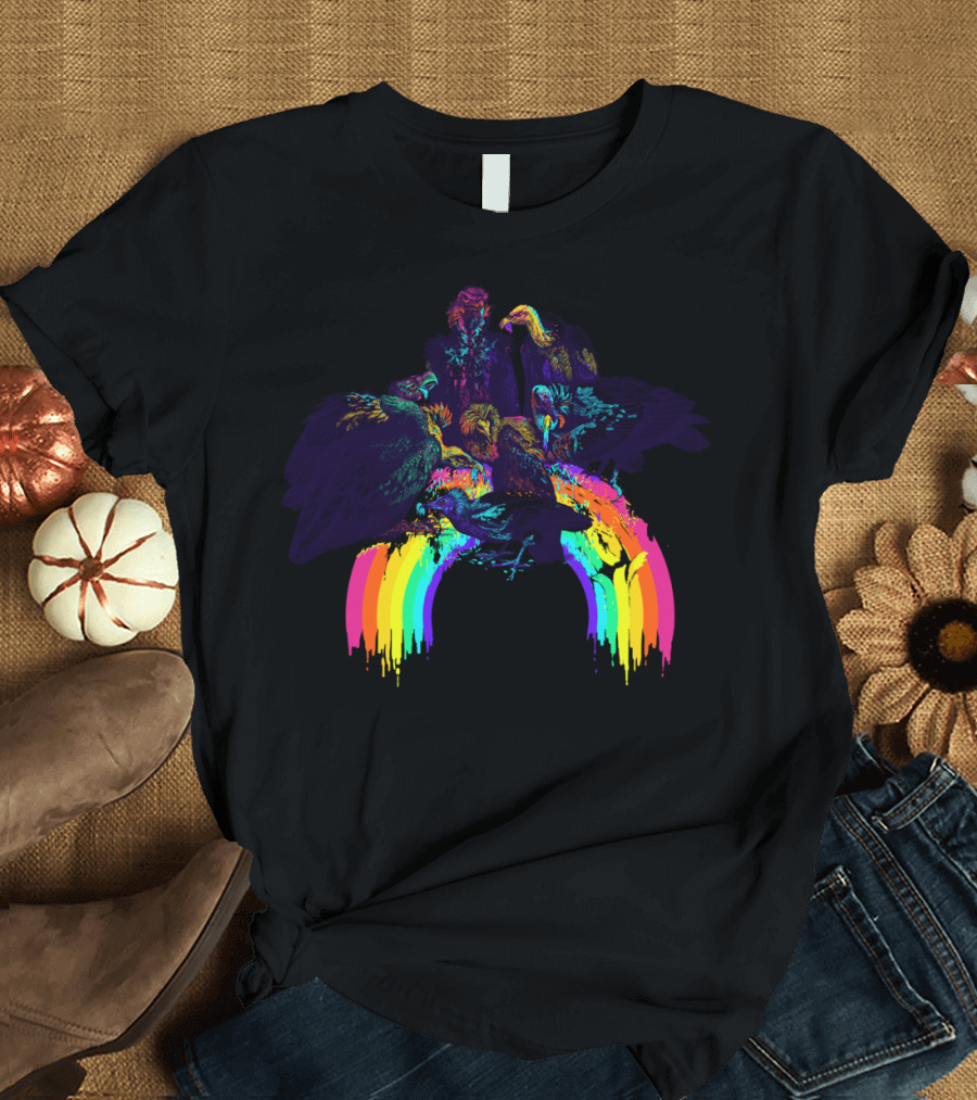 Atmospheric Event Rainbow Vultures Colorful Gathering T-Shirt