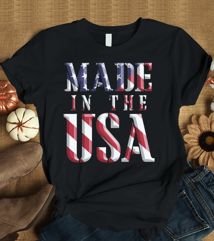 MADE IN THE USA American Flag Letters T-Shirt