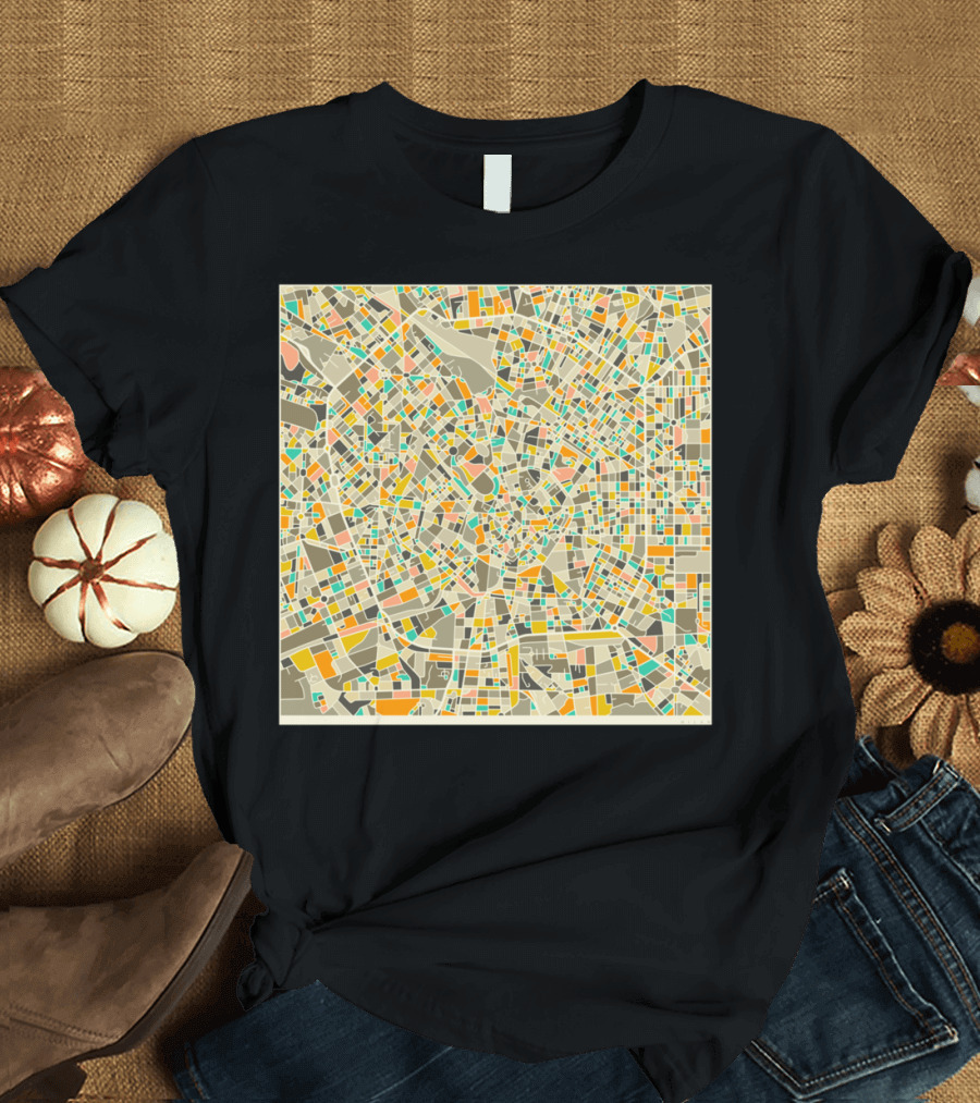 MILAN CITY STREET MAP COLORFUL T-Shirt