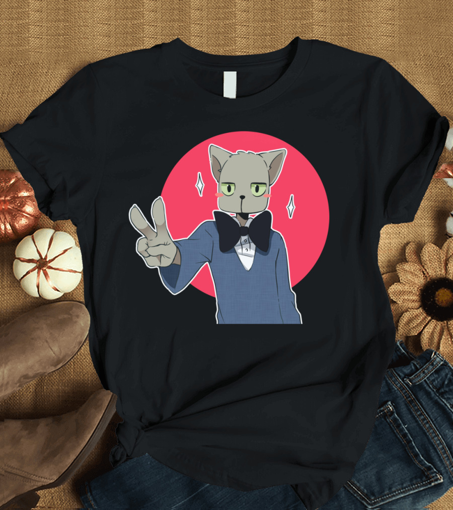 Maestro Gato Peace Sign Glasses Bow Tie Anime T-Shirt