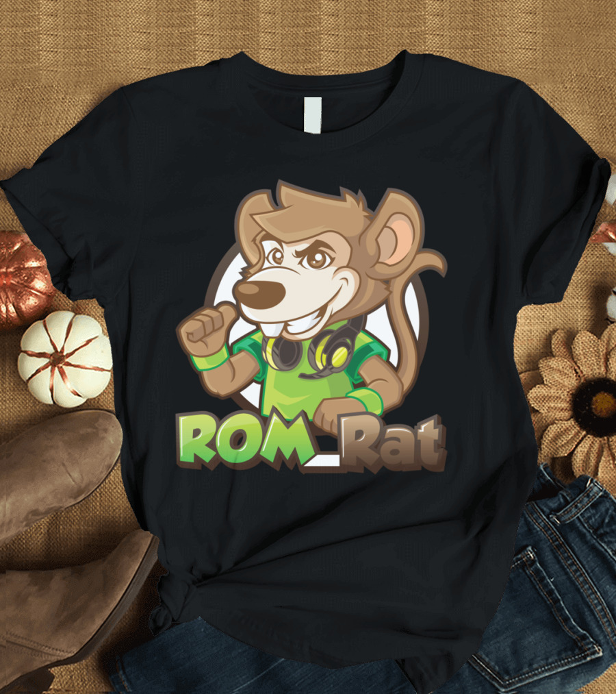 ROM Rat Gamer Headphones Fist Pump T-Shirt