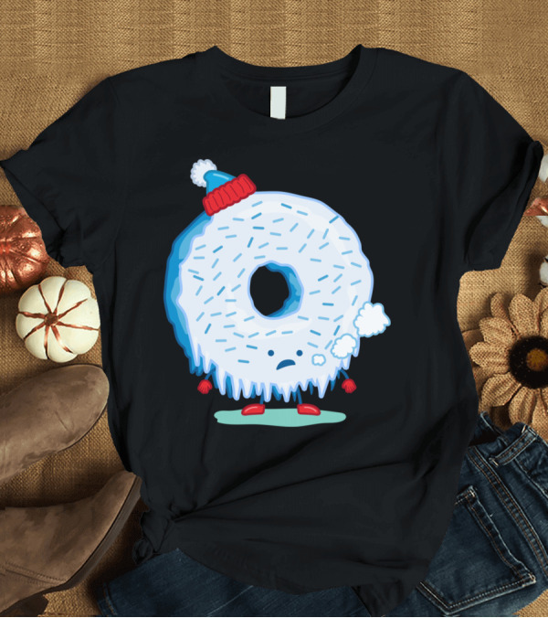 T-Shirt: The Frigid Donut in Winter Hat and Mittens Shivering T-Shirt The Frigid Donut in Winter Hat and Mittens Shivering T-Shirt