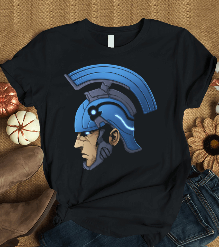 Romulus Profile Blue Spartan Helmet T-Shirt