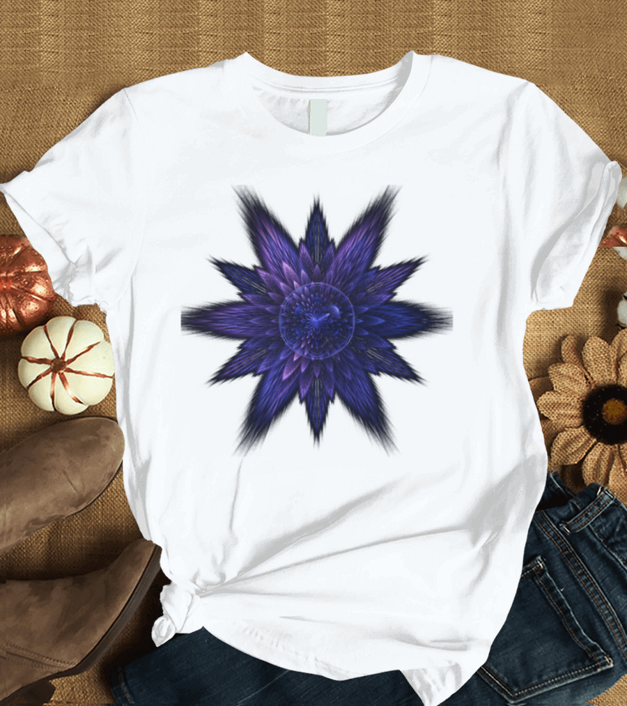 Purple One Fractal Starburst Blossom T-Shirt
