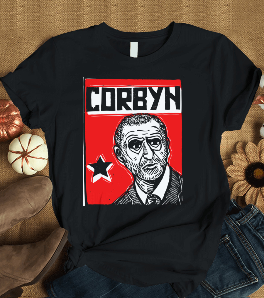 Corbyn Socialist Linocut Red Star T-Shirt