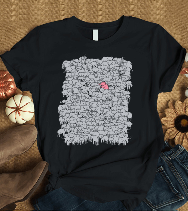 T-Shirt: The Herd Pink Elephant Standout Amongst Gray Elephants T-Shirt The Herd Pink Elephant Standout Amongst Gray Elephants T-Shirt