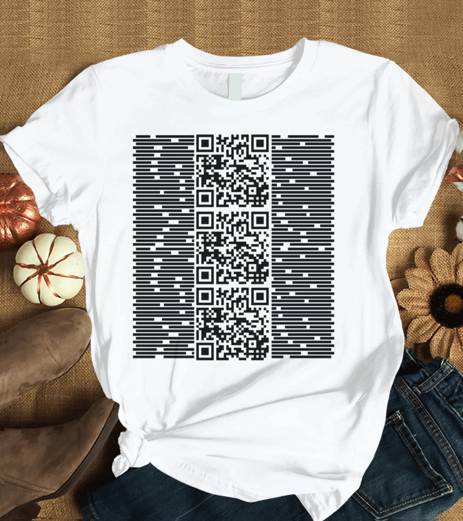 QR Code Surrounded by Bar Lines T-Shirt
