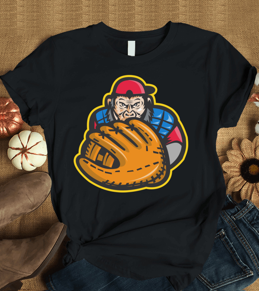 Chimpanzee Catcher Baseball Glove T-Shirt