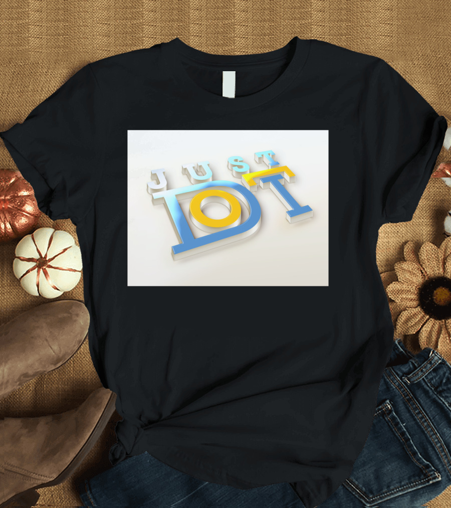 Just Do It 3D Text Blue and Yellow T-Shirt