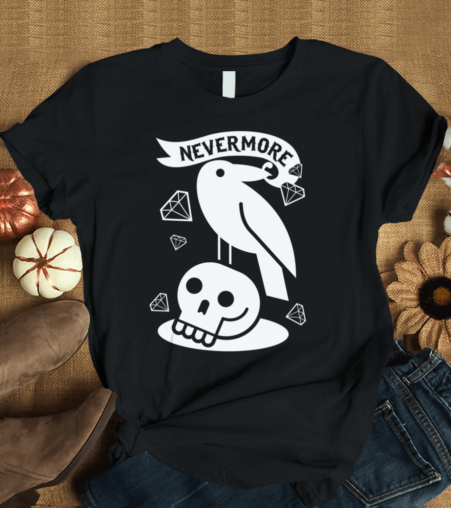 Nevermore Raven Skull Diamonds T-Shirt