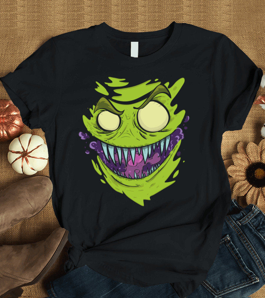 Monster In You Glowing Grin Creepy Green Face T-Shirt