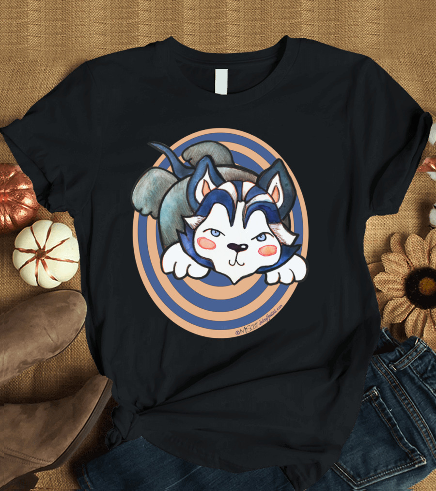 KAWAII Cute Siberian Husky Dog Cartoon by Dotsofpa T-Shirt