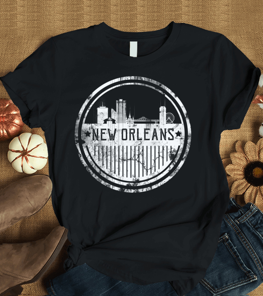 New Orleans Retro Cityscape Emblem T-Shirt