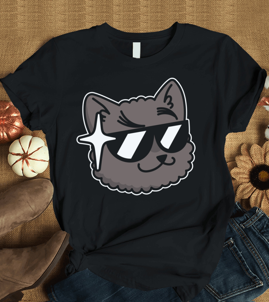 Fabtastic Zip Up Zip Cool Cat Sunglasses Star Shine T-Shirt