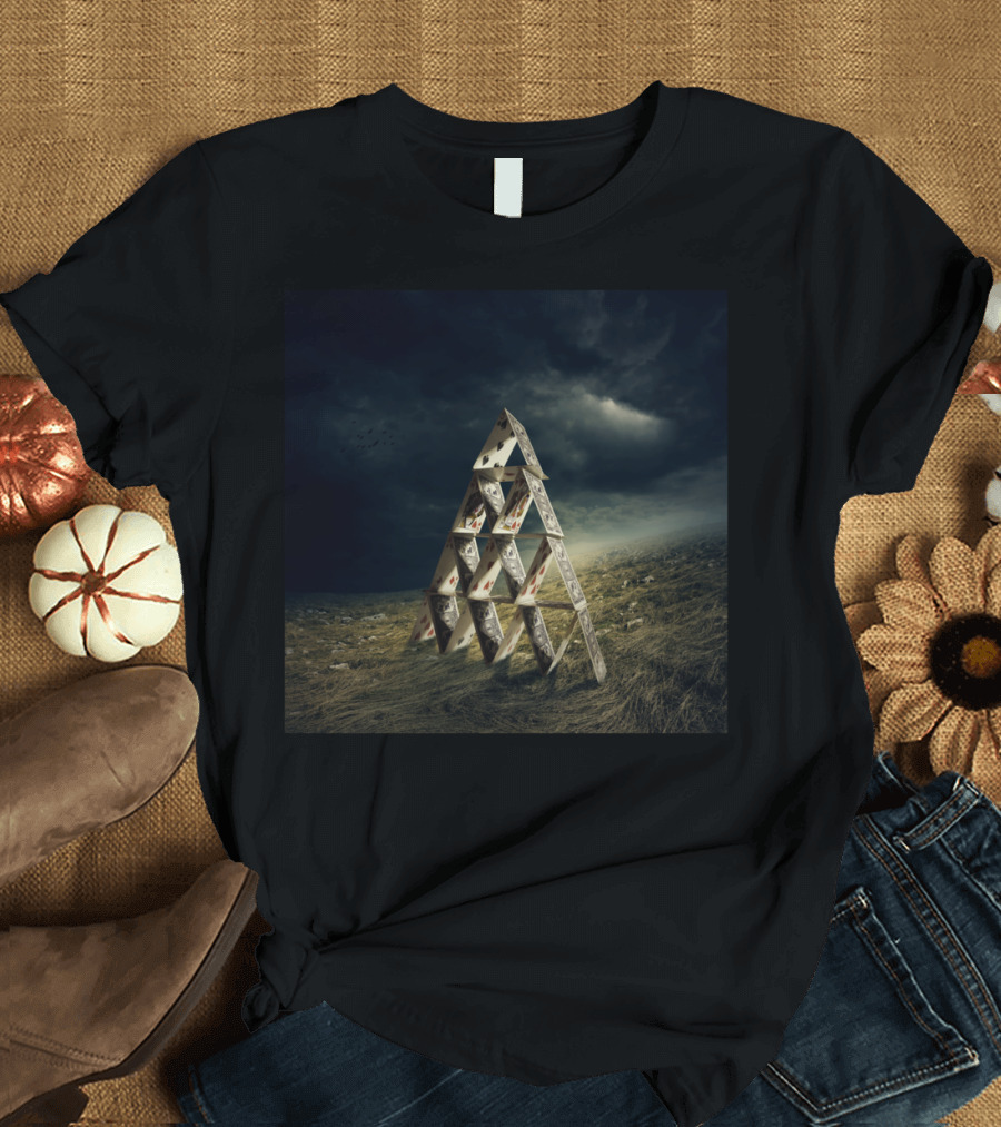 House Of Cards Dark Stormy Sky Pyramid Structure T-Shirt