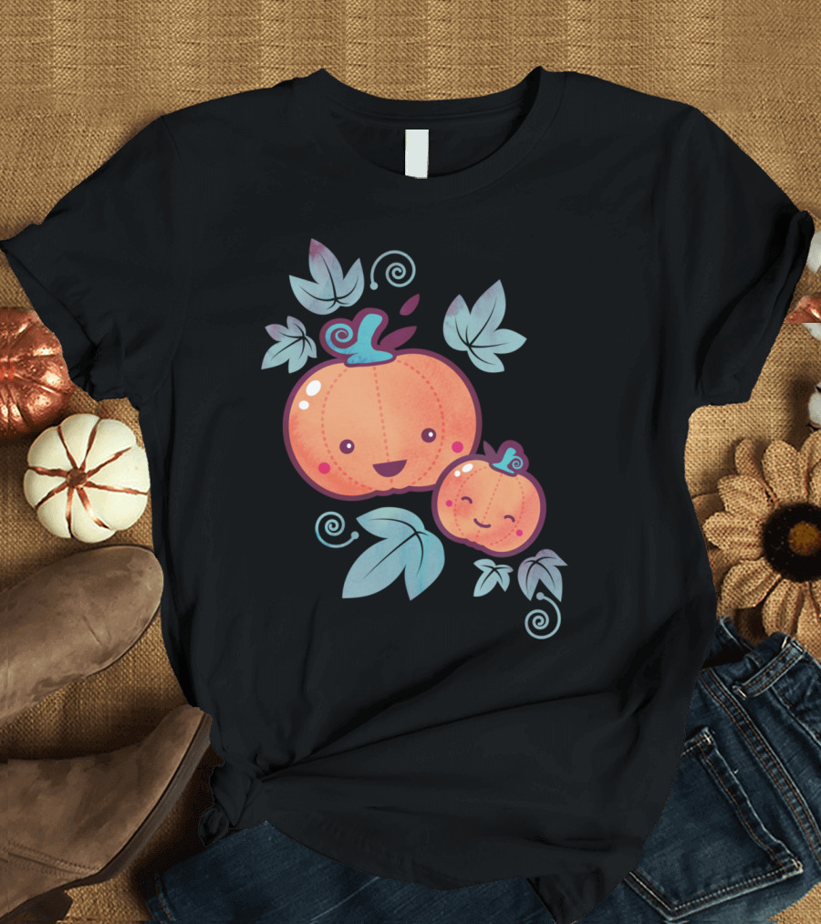Fall Frolic Pumpkin Smiles and Leaves Duo T-Shirt
