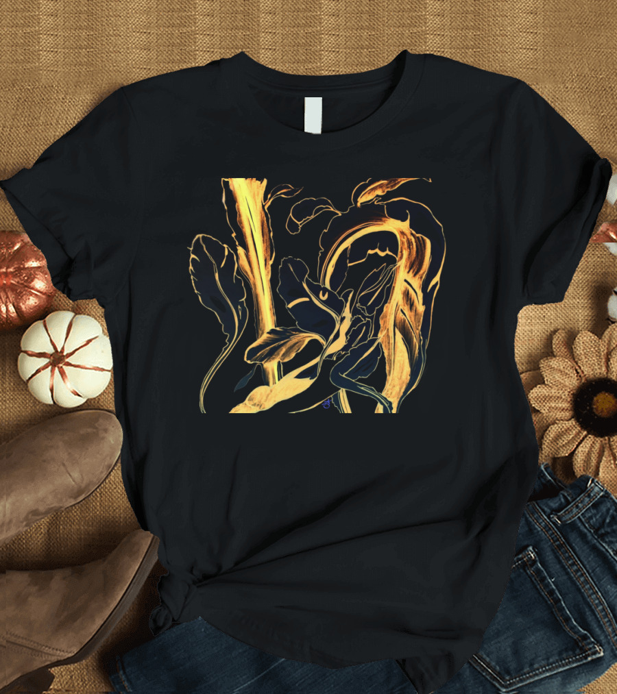 Miracle Leaf of Life in Blue and Gold Marker T-Shirt