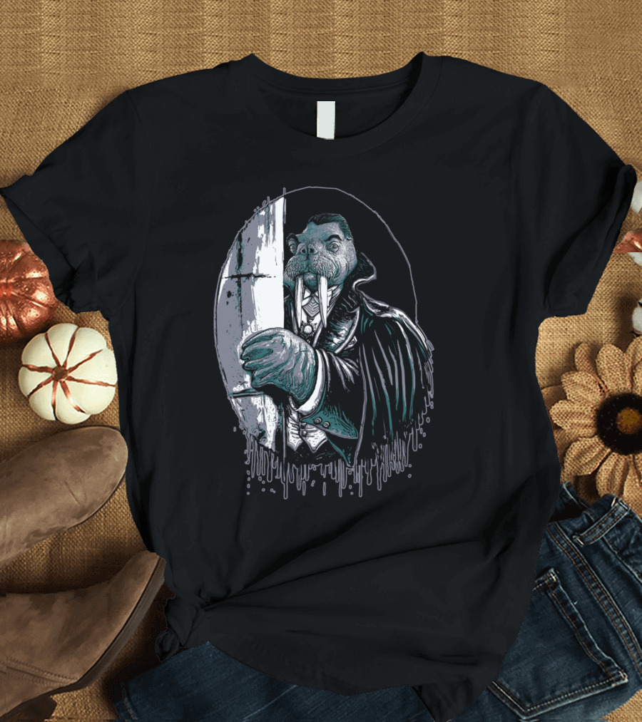 The Walrus Count Vampire Of The Sea Gothic Horror Walrus Dracula T-Shirt