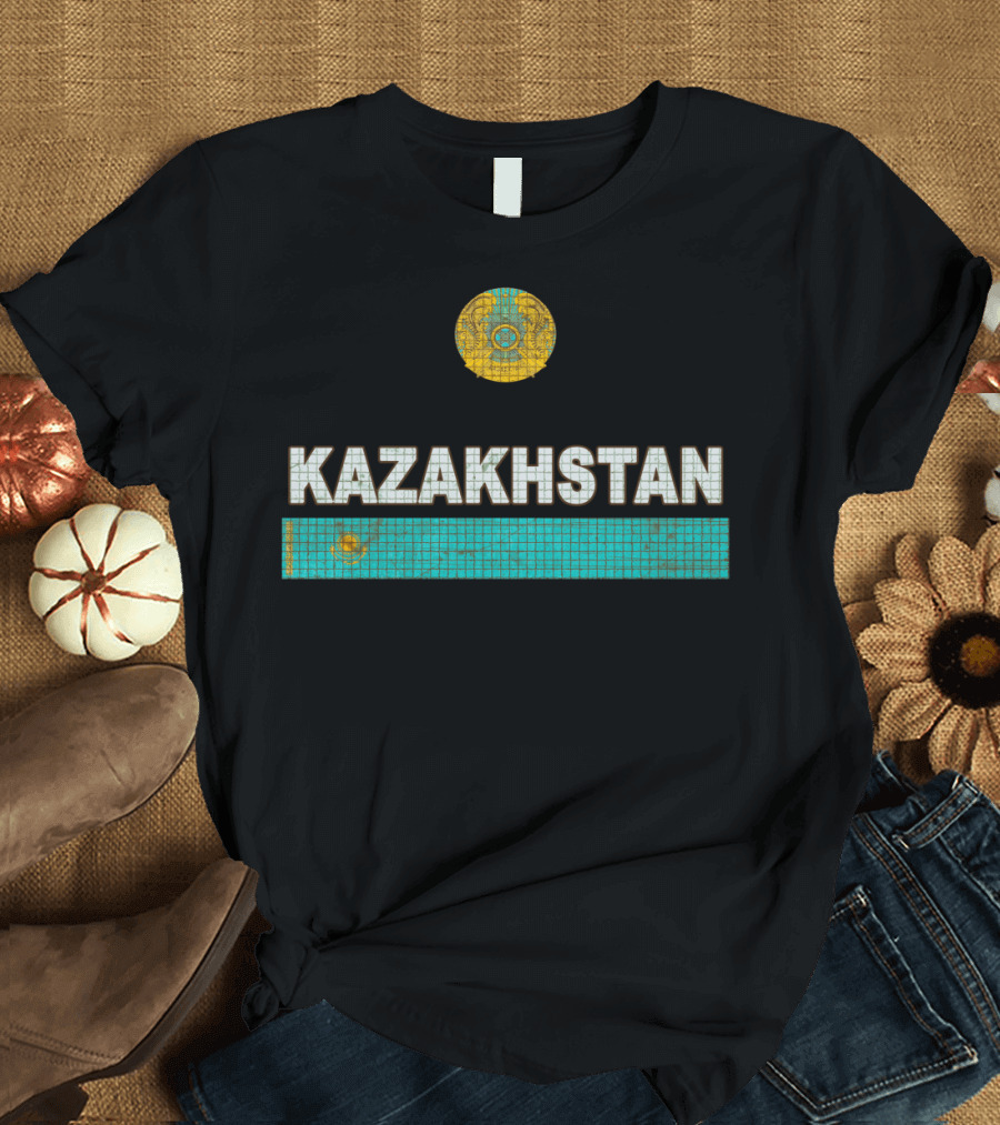 Kazakhstan Emblem Weathered Mosaic T-Shirt