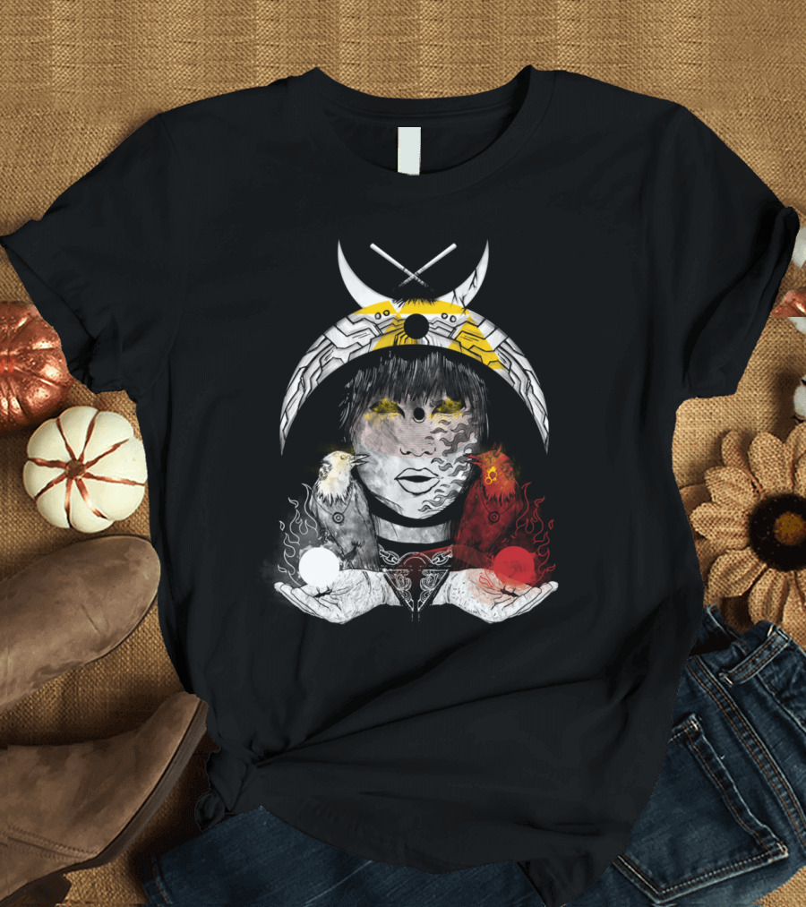 The Whisperer By Qimstudio Celestial Guardian Birds yin yang Color T-Shirt