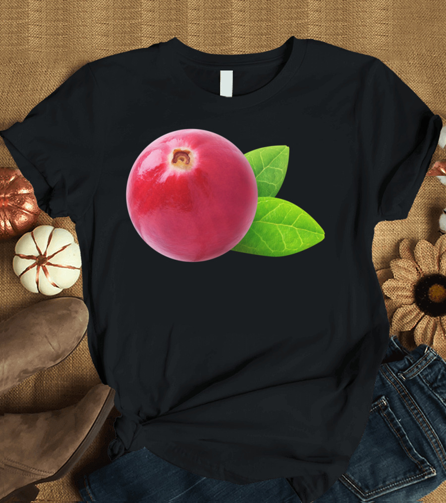 One Cranberry Sti with Green Leaves T-Shirt