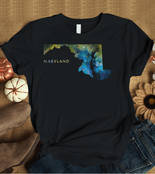 T-Shirt: Maryland Watercolor State Map T-Shirt Maryland Watercolor State Map T-Shirt