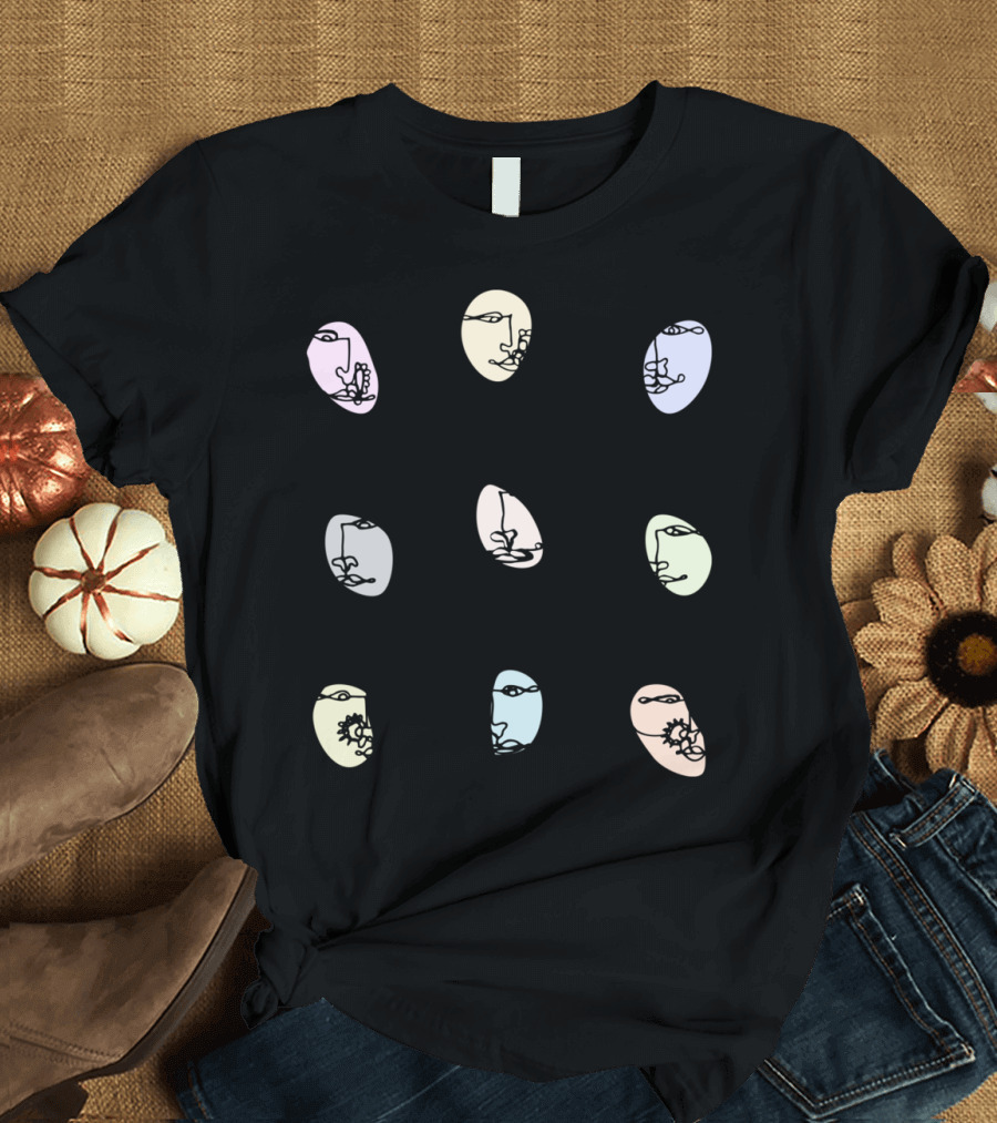 One Line Portraits Colorful Abstract Faces Artby T-Shirt