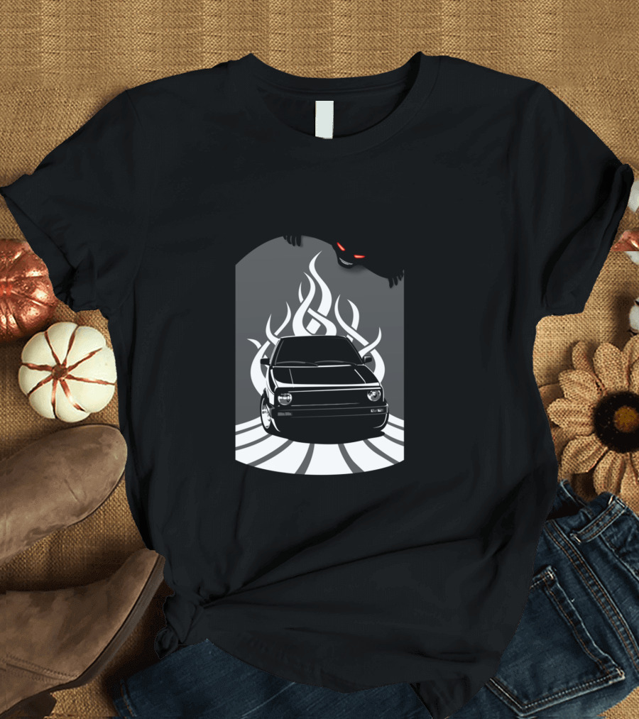 Rebel in Hell Devil Car Flames T-Shirt
