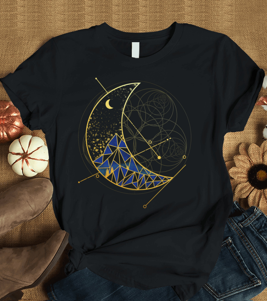 Moon Mountain Geometric Lunar Landscape T-Shirt