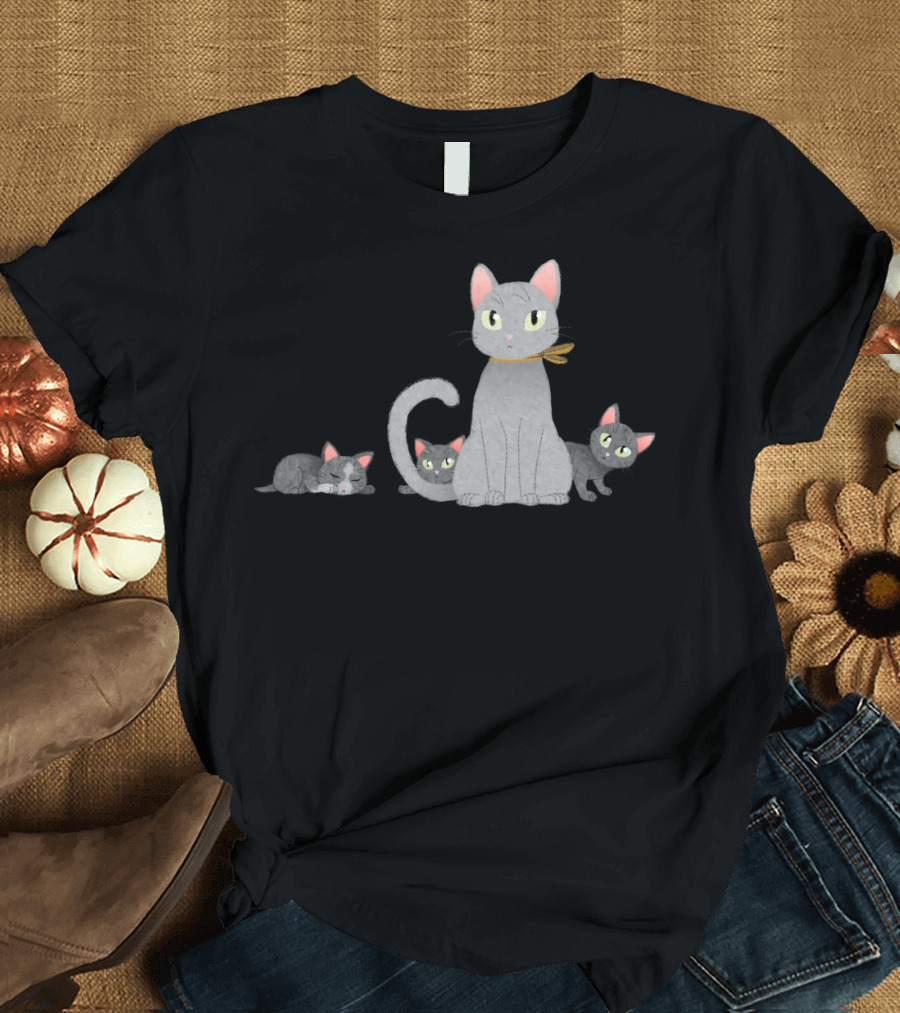 Family Of Cats Sticker Cute Cartoon Cat Family T-Shirt