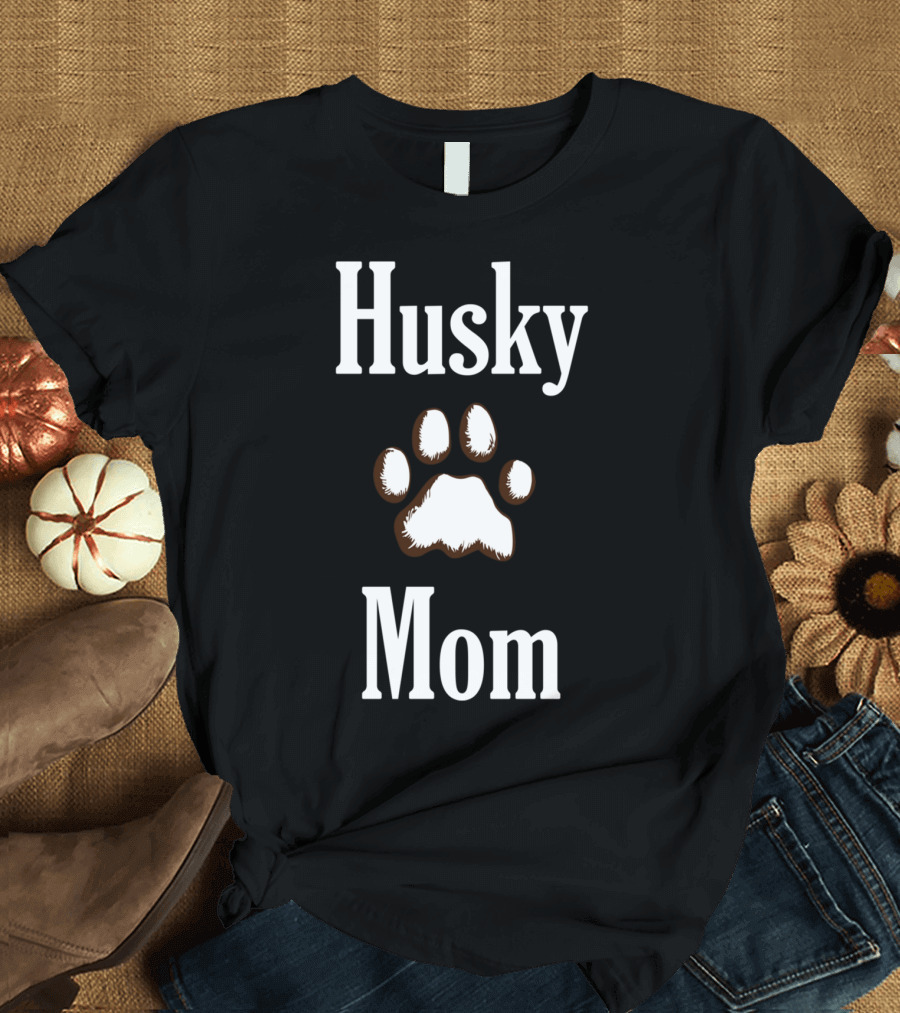 Husky Mom Paw Prints T-Shirt
