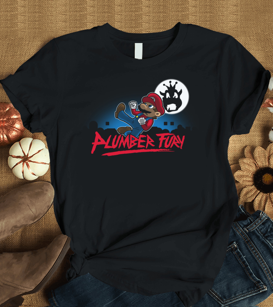 Plumber Fury Mario Parody Bowser Silhouette Gaming T-Shirt