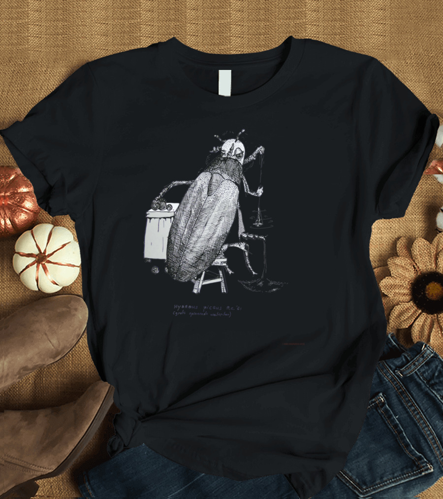 Hydrophilus Piceus Beetle Playing Piano in T-Shirt