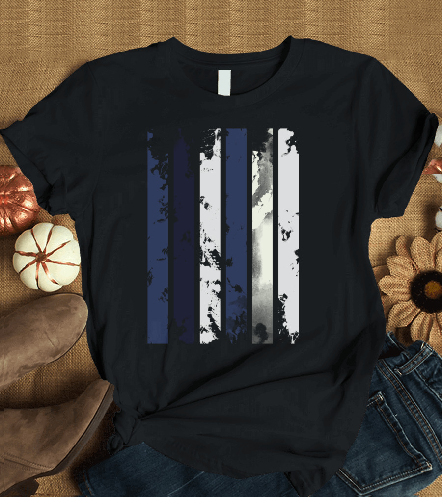 Line Stamps Thin Blue Line Style Distressed Stripes T-Shirt