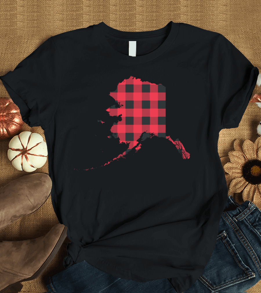 Alaska Red and Black Buffalo Plaid Checkered T-Shirt