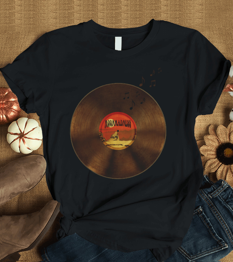 Moonmadness Record with Musical Notes and Moon Scene T-Shirt